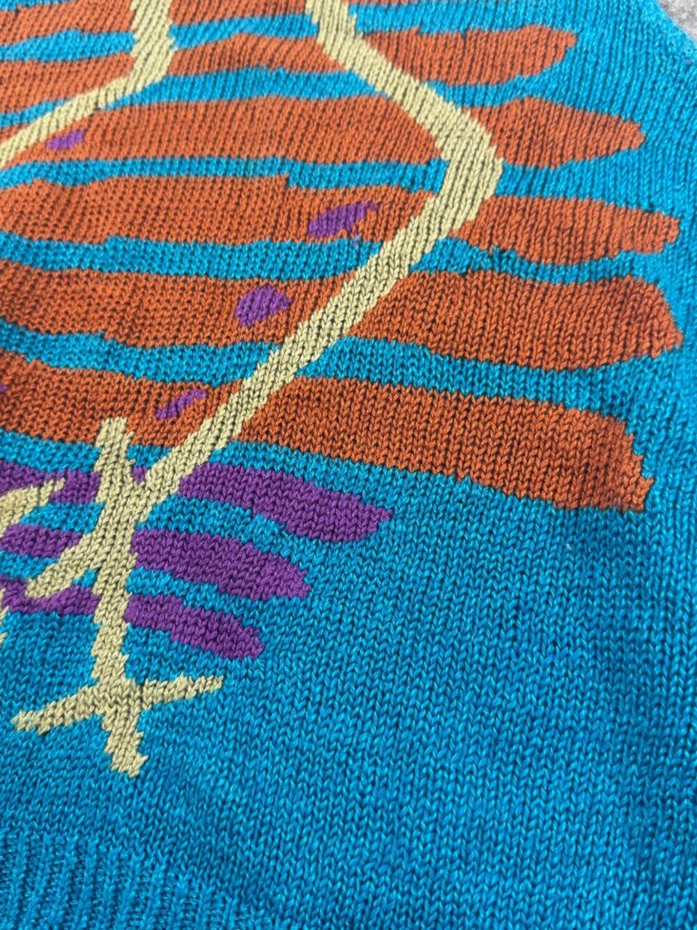 Vintage Renee Tener for Jeanne Pierre Knit Tank Top Blue Graphic Sz M - Picture 5 of 8